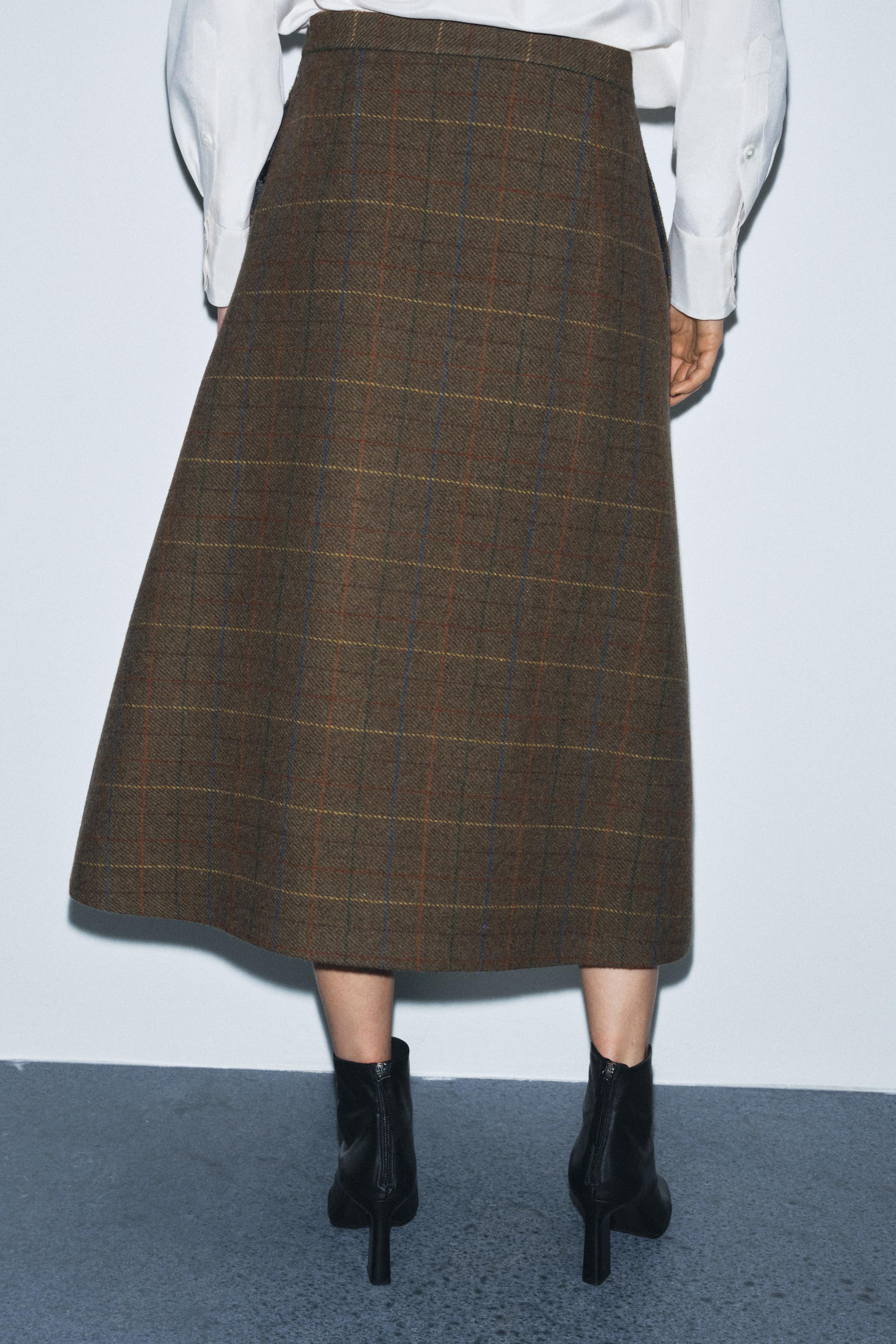 PLAID WOOL SKIRT ZW COLLECTION
